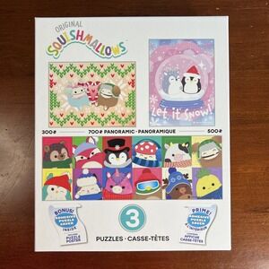 Squishmallows Winter Multipack Jigsaw Puzzle 3-in-1 Holiday Christmas NIB‎